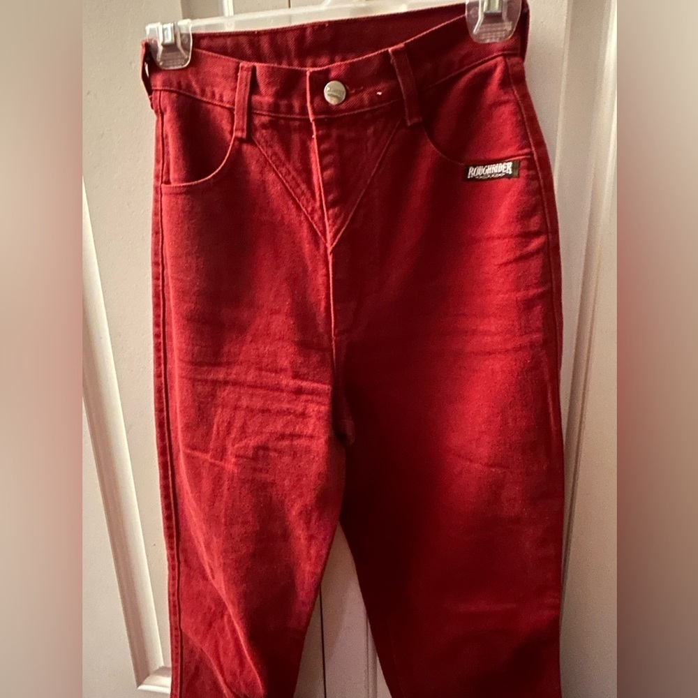Vtg Roughrider by Circle T Cowgirl Western Jeans Concho Back Red Size 1/2 - Picture 2 of 12